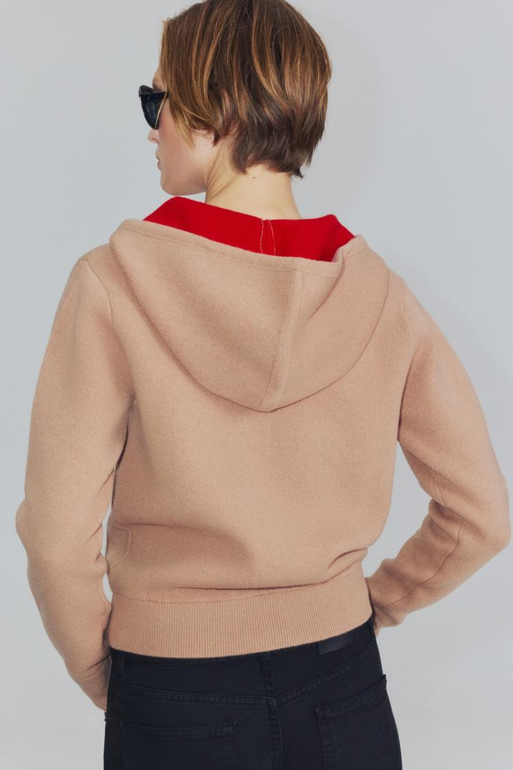 ZARA КУРТКА ИЗ 95% ШЕРСТИ С КАПЮШОНОМ, РЫЖЕВАТО-КОРИЧНЕВЫЙ