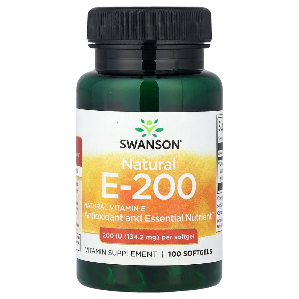 Swanson Vitamins, натуральный витамин E, 134,2 мг (200 МЕ), 100 капсул