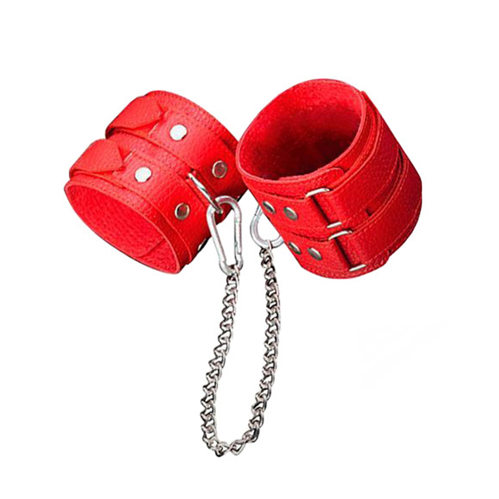 Красные кожаные оковы с цепочкой Sitabella BDSM Accessories 3071-2