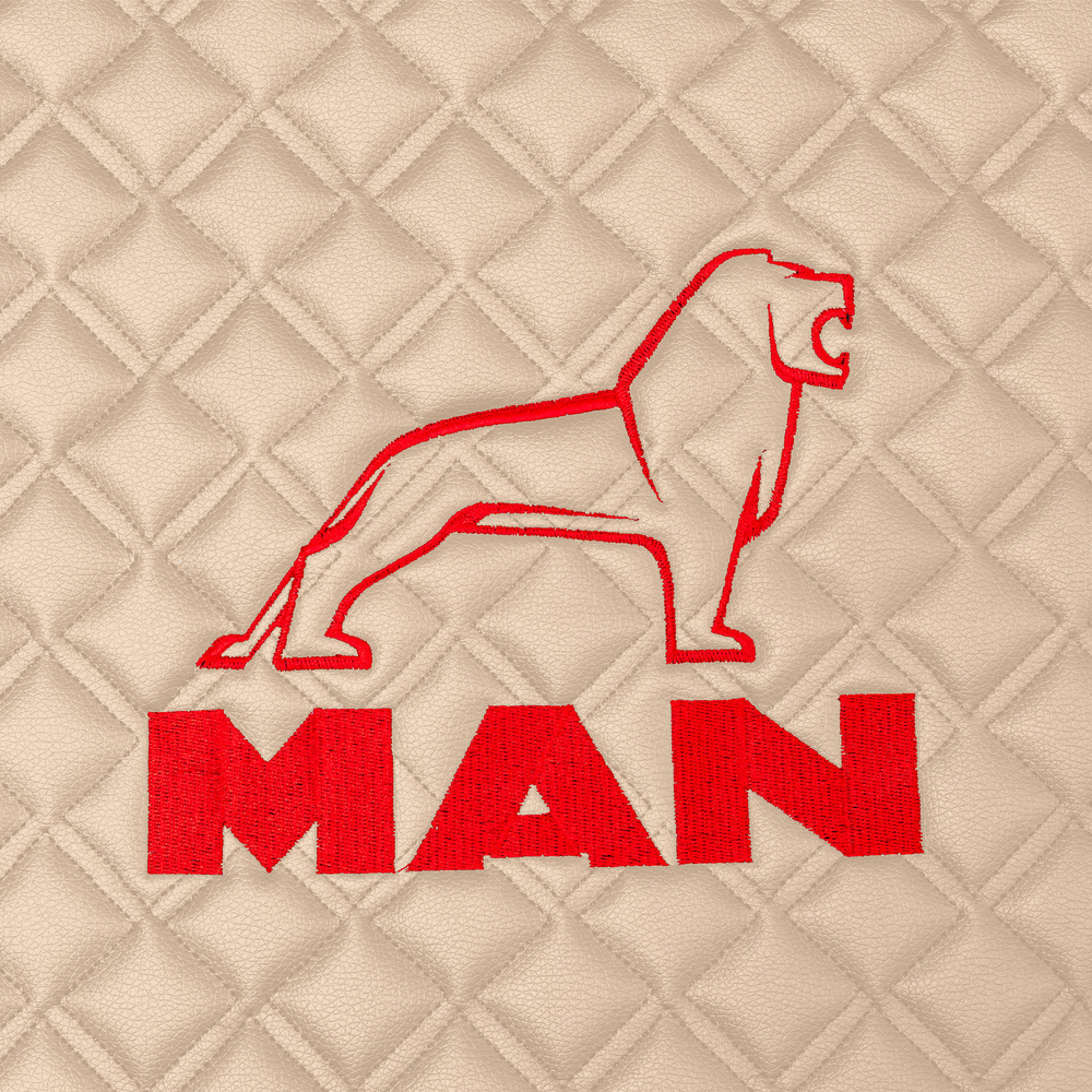 Ковры MAN TGA (автомат, механика), (экокожа, бежевый, бежевый кант, красная вышивка)