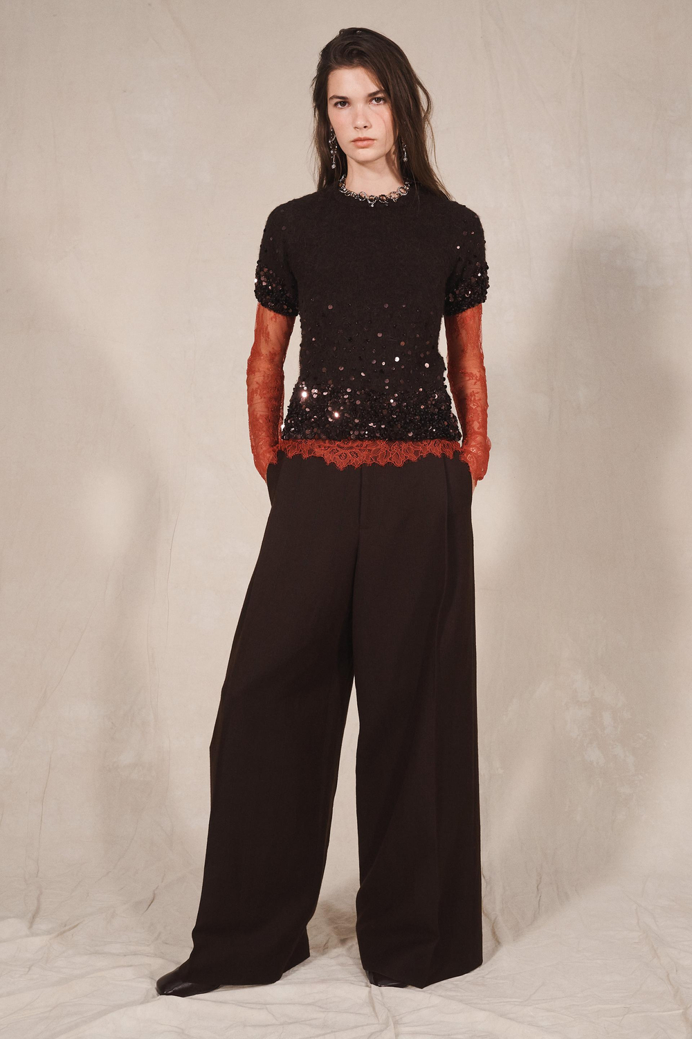 ZARA СВИТЕР С КОРОТКИМИ РУКАВАМИ - LIMITED EDITION, КОРИЧНЕВЫЙ