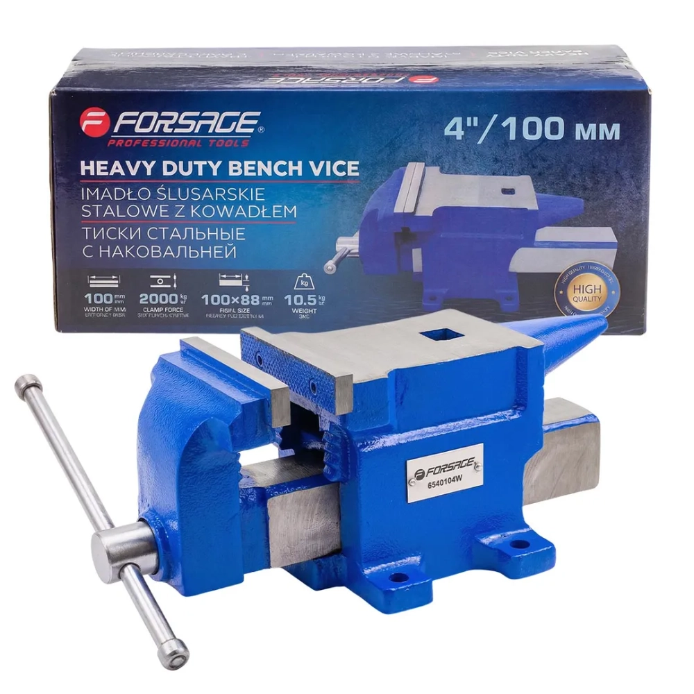 Тиски стальные с наковальней 4''100мм Forsage F-6540104W