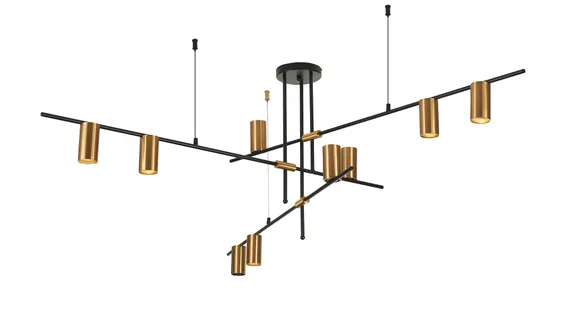 Люстра потолочная светодиодная NewRgy 9001-DW/9 BLACK+BRASS, 9×10 Вт, чёрная