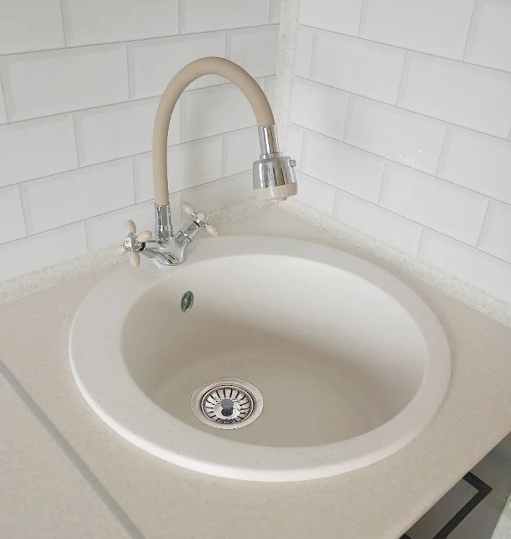 Кухонная мойка AZARIO Vital 507x507x200 искусственный мрамор, цвет Белый (CS00078342)