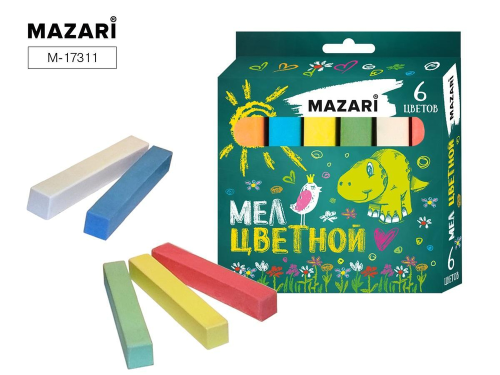 Мел 6цв. коробка с европодвесом (Mazari)