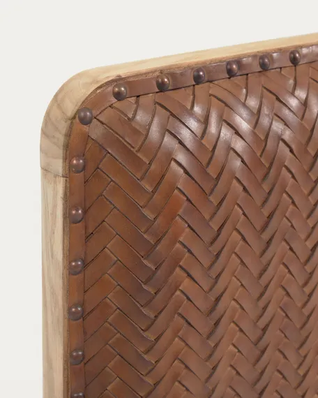 Изголовье подвесное Natesa из массива тика и кожи 163x60 см