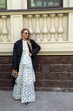 КОСТЮМ С ЮБКОЙ В ГОРОШЕК БЕЛЫЙ|ЧЕРНЫЙ