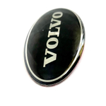 Наклейка Volvo овальная объемная (шильдик Вольво, 6,4х3,5см). Черная с серебристой надписью