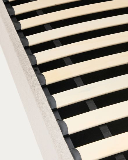 Кровать Nahiri La Forma бежевого цвета из шенилла с ящиком для хранения 160 x 200 см