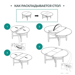 Стол обеденный, 126 (171)х74х126, Кантри, круглый, белый лак