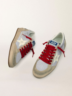 Ball Star in lilac suede with a white leather star and silver heel tab