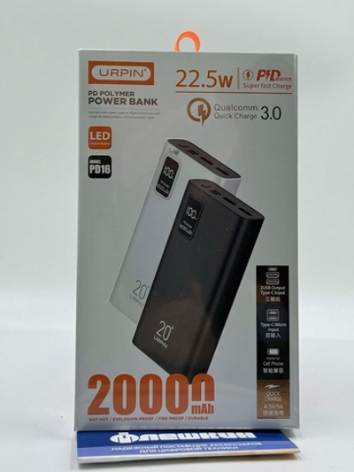 Внешний аккумулятор URPIN PD16 20000 mAh White