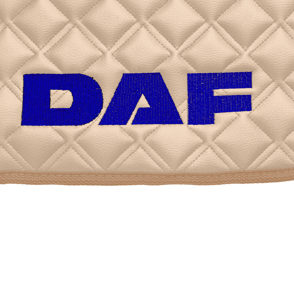 Ковры Daf XF-105 с 2006 года (механика) (экокожа, бежевый, бежевый кант, синяя вышивка)