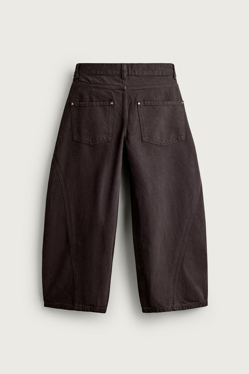 ZARA БРЮКИ BALLOON FIT СО ШВАМИ, КОРИЧНЕВЫЙ