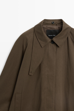 Massimo Dutti Тренч со съёмным капюшоном, хаки
