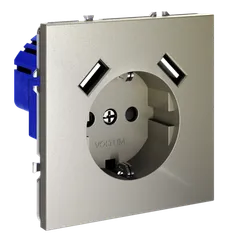 Розетка с USB A+A с заземлением и защитными шторками Voltum S70 Шелк VLS040404