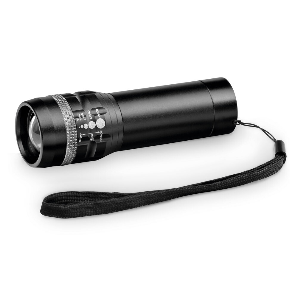 ZOOMIN. Алюминиевый фонарик с функцией увеличения, 3 световыми режимами
