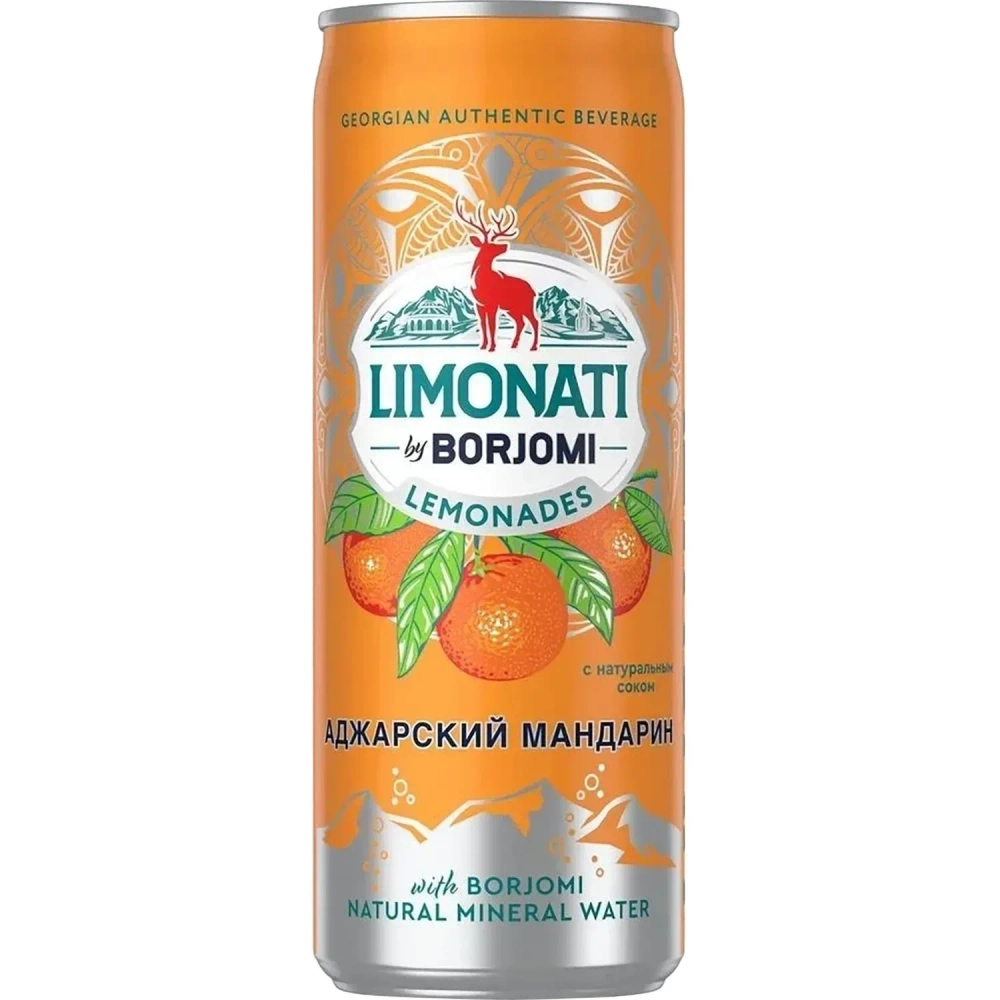 Напиток Боржоми Аджарский мандарин, газ ж/б, 0,33л 12шт