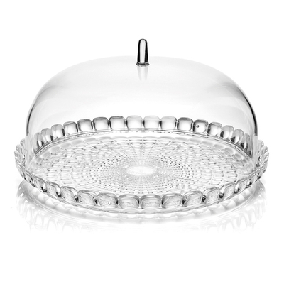 Блюдо сервировочное с крышкой tiffany, D30 см, прозрачное