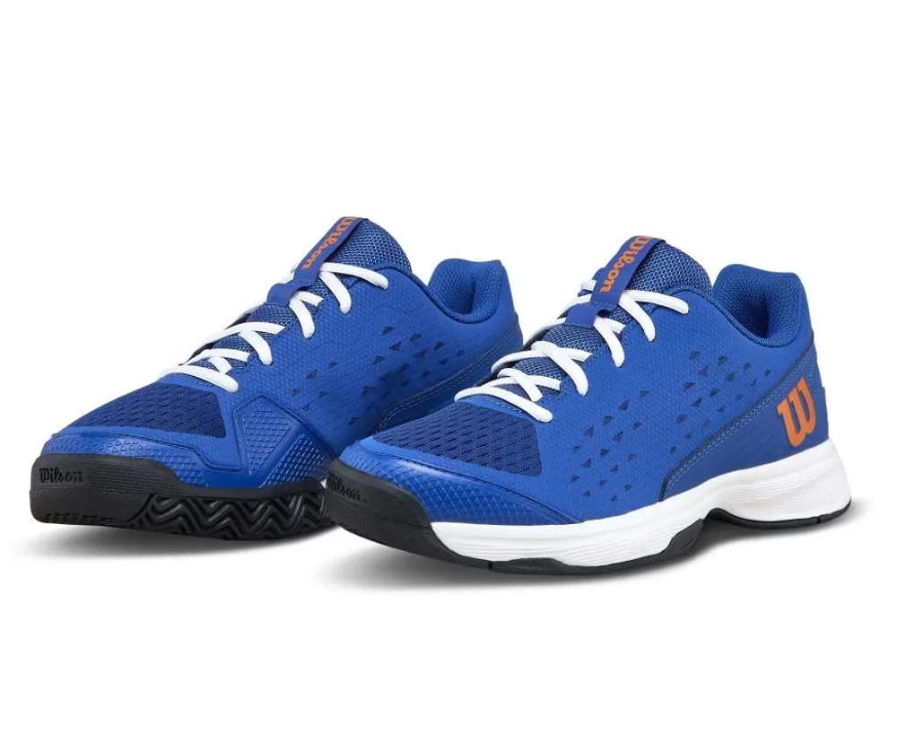 Детские теннисные кроссовки Wilson Rush Pro Jr - deja vu blue/orange tiger/white