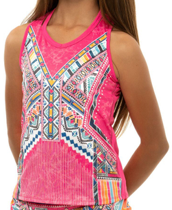 Футболка для девочки теннисная Lucky in Love Pretty in Ink Tank - shocking pink