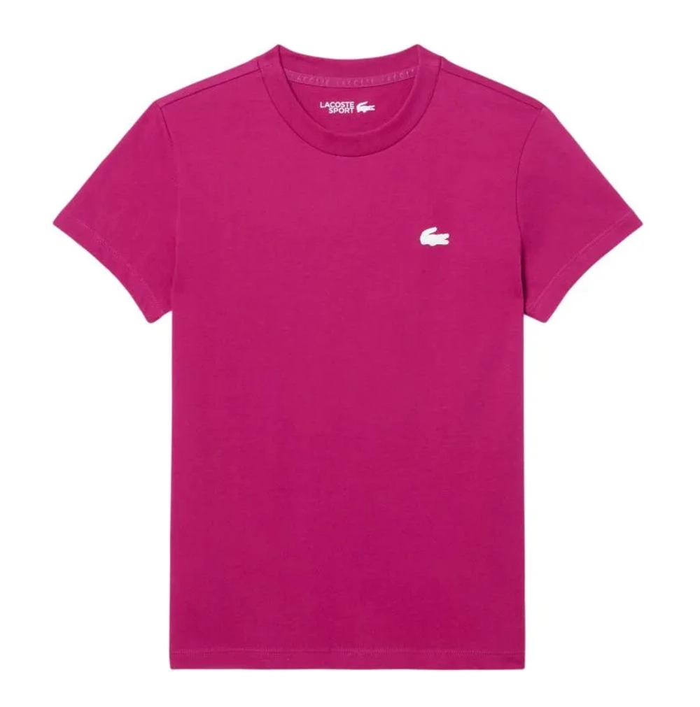 Женская теннисная футболка Lacoste Ultra Dry Technical Cotton Sport - fuchsia pink