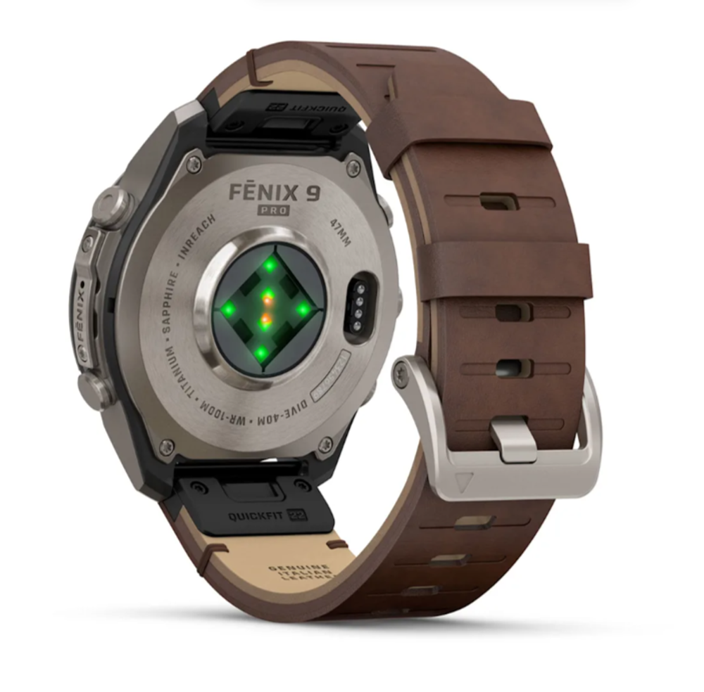 Garmin Fenix 9 Pro — 47 мм AMOLED Titanium Walnut Leather Band