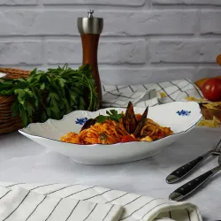 Блюдо овальное 33,7*21 см h6,4 см 800 мл глубокое Crush Blue Flower P.L. Proff Cuisine [1]