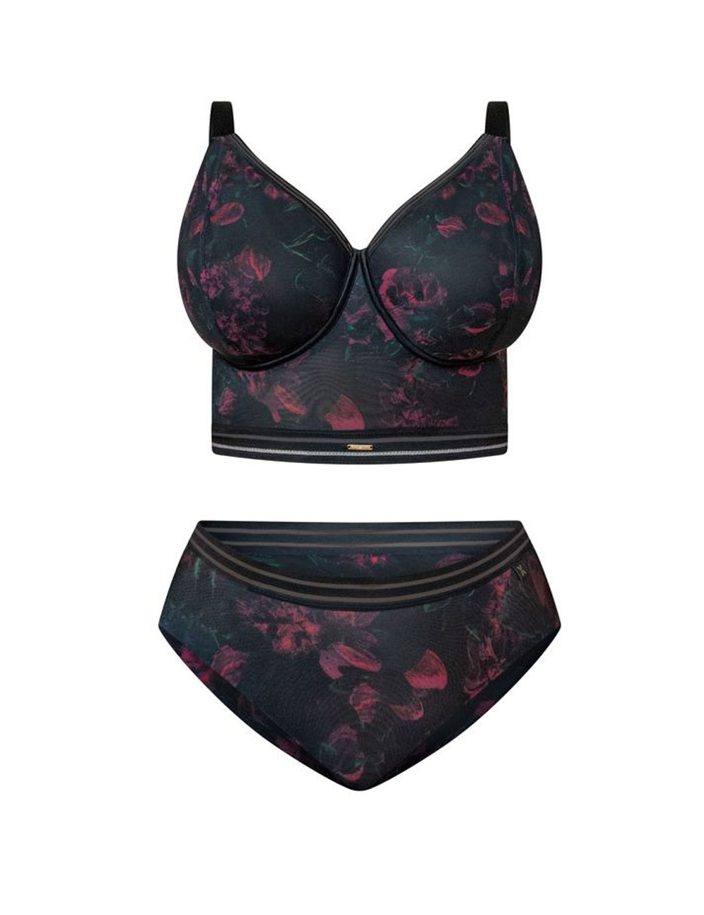 Бюстгальтер Kris Line Blossom Softbralette longline (черный/сиреневый)