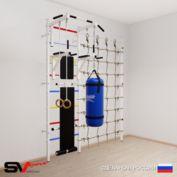 Шведская стенка Sv Sport 58110 (Турник стандарт/Брусья/Скамья/Кольца/Цепь/Мешок 15кг/Канатный лаз)