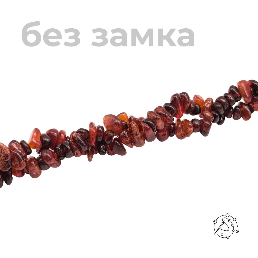 Нить бусин (крошка) из граната спессартин