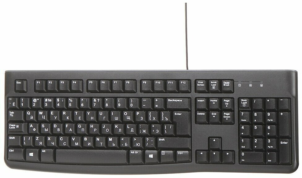 Клавиатура проводная Logitech K120, черный, Retail, мембранная, 1.5м (920-002583)