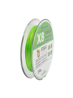 Плетеный шнур для рыбалки Fish Crystal BRAID UPGRADE PE X8 150 м, #0.4, 0.08 мм, 3.6 кг, 8 lb
