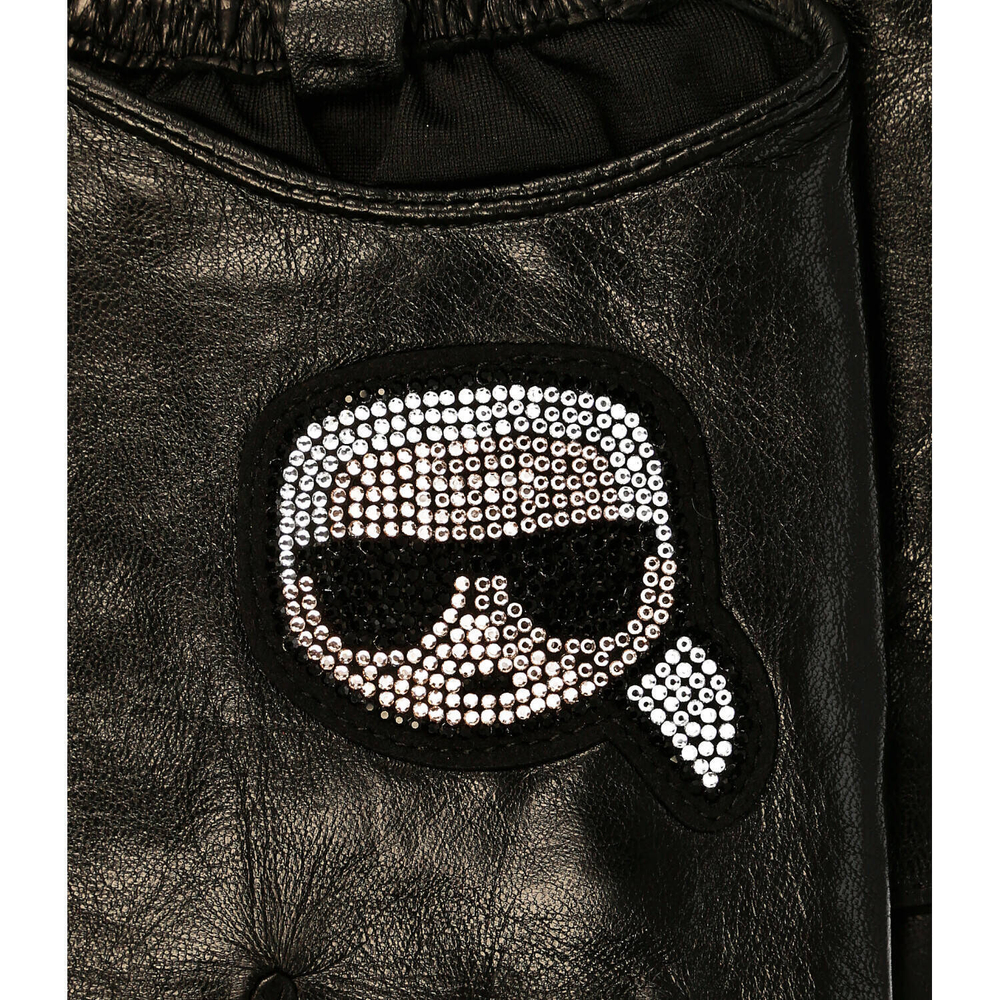 кожаные перчатки k/ikonik rhinest Karl Lagerfeld - черный(226W3604)