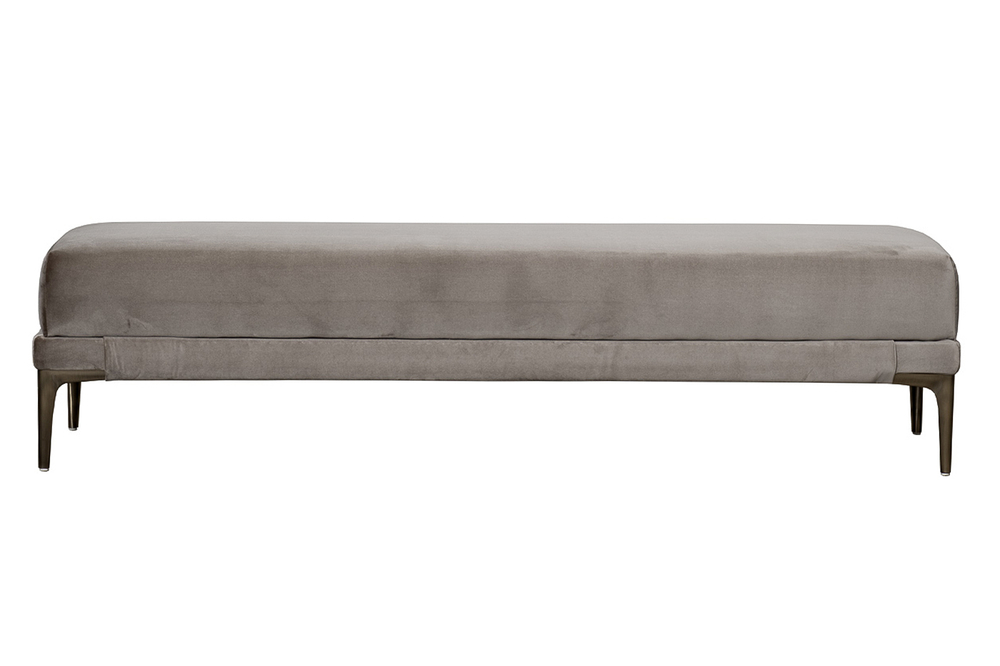 Банкетка велюровая Garda Decor Prima Velvet бежевая на металлическиx опораx