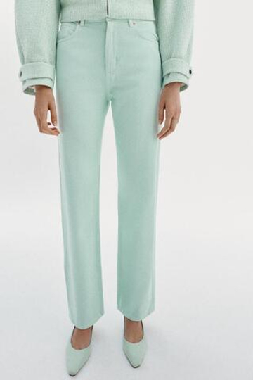 ZARA ДЖИНСЫ Z1975 REGULAR FIT LONG LENGTH С ВЫСОКОЙ ПОСАДКОЙ, СВЕТЛЫЙ МЯТНЫЙ
