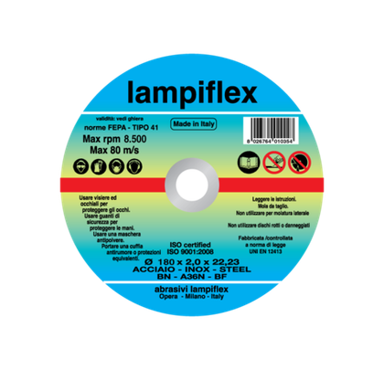 Отрезной диск по нержавеющей стали 180х2,0х22,2 Lampiflex BF/BNA36N180x2,0