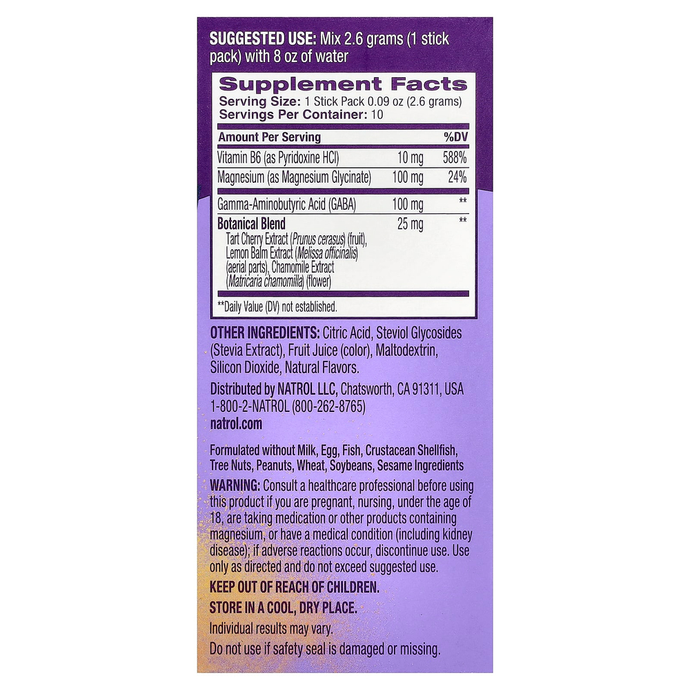 Natrol, Sleep & Restore, успокаивающая смесь для напитков, без мелатонина, лимон и ромашка, 10 пакетиков по 2,6 г (0,09 унции)