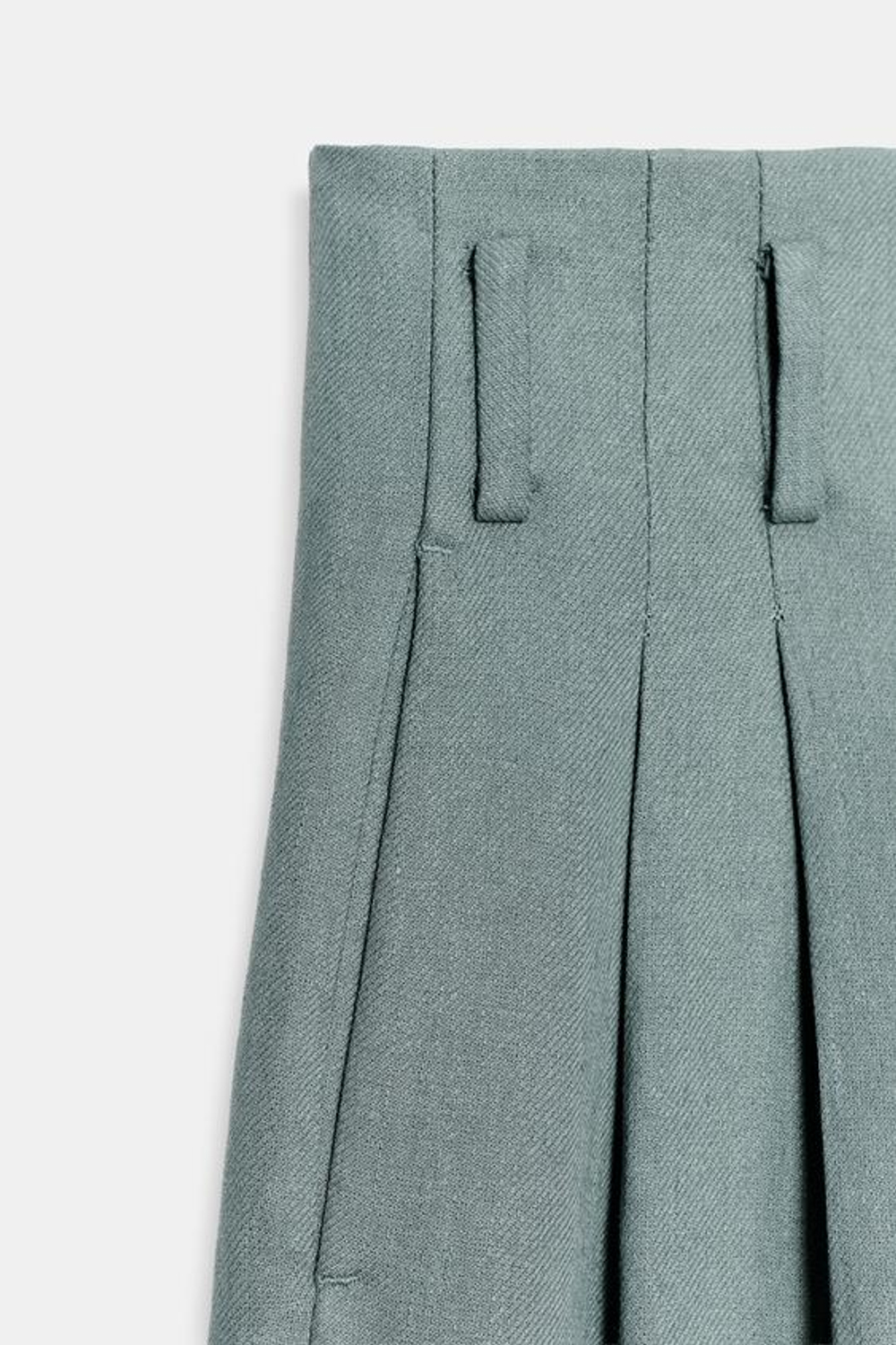 ZARA БРЮКИ С ЗАЩИПАМИ И ЛЬНОМ — ZW COLLECTION, СЕРО-СИНИЙ