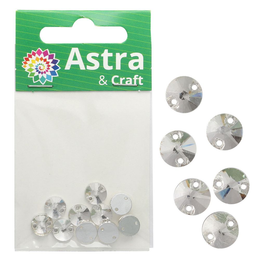 Хрустальные стразы пришивные круглые 8мм, 10 штук Astra&Craft (CY001 прозрачный), 4AR177/178/185
