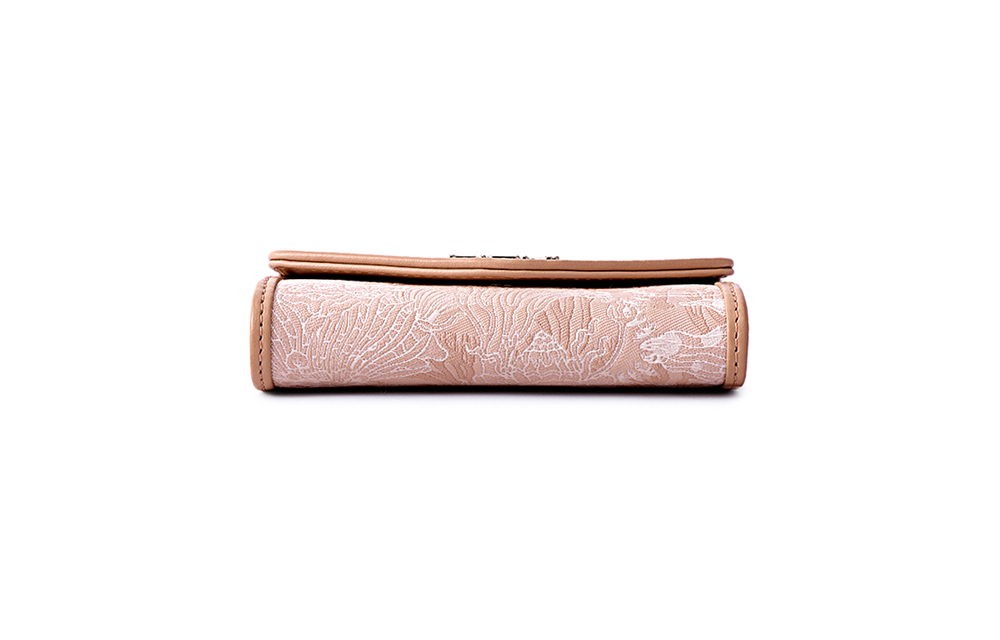 FION Fabric With Cow Leather Wallet Small Women"s Pink