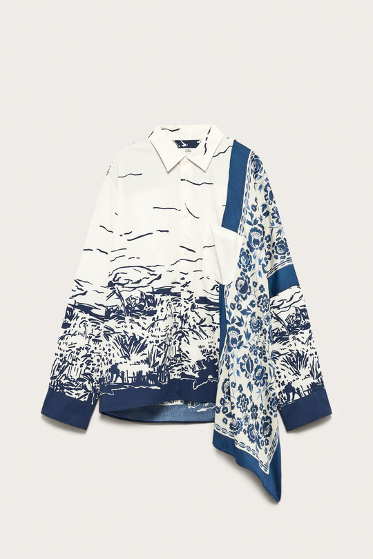 ZARA РУБАШКА СВОБОДНОГО КРОЯ C ПРИНТОМ — LIMITED EDITION, С ПРИНТОМ