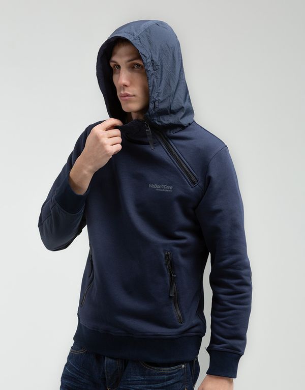 Худи We Don’t Care Diagonal Zip Hoodie Navy - фото 4