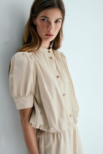 Блузка из габардина с низом баллон - H&M