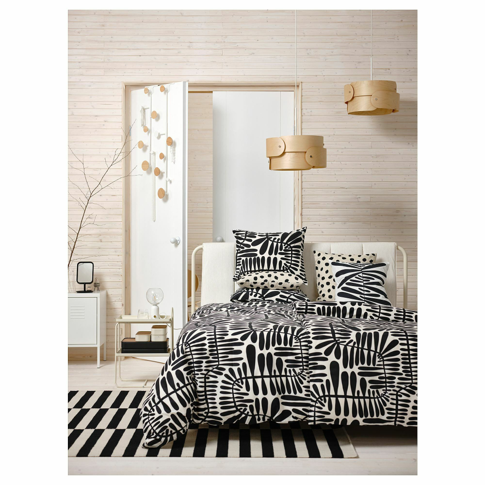 Комплект постельного белья IKEA MAJSMOTT (МЕЙДЖСМОТТ), Односпальный, Черно-белый, 150x200, 50x80 см