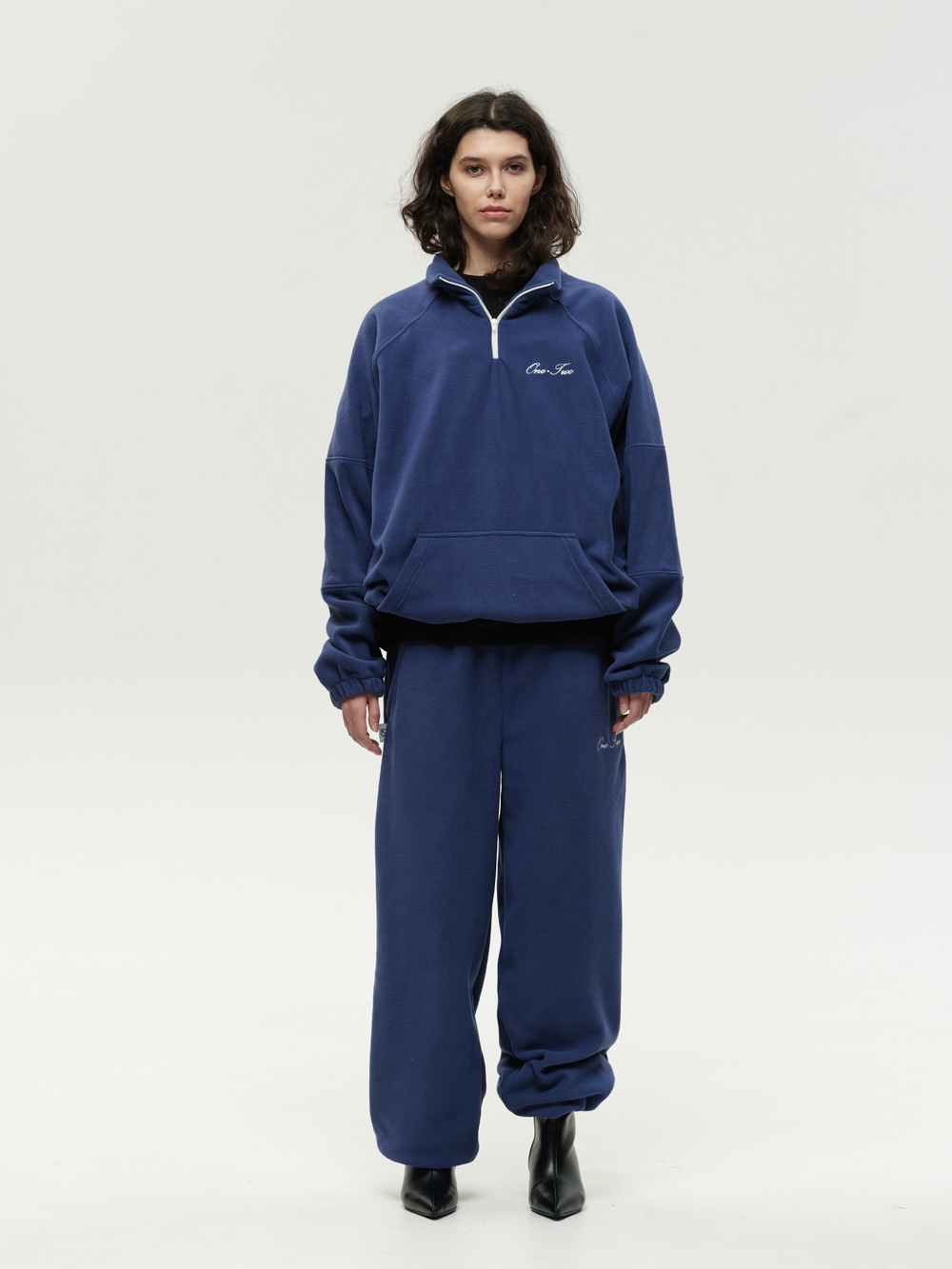 Drawstring Half-Zipped Sweatshirt Navy Smoke