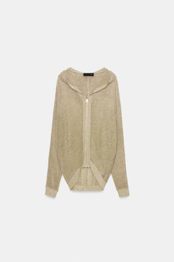 ZARA ХУДИ ИЗ ТРИКОТАЖА С МЕТАЛЛИЗИРОВАННОЙ НИТЬЮ, ЗОЛОТОЙ