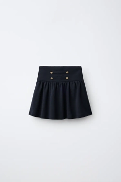 ZARA ЮБКА С ЗАСТЕЖКАМИ-КЛЕВАНТ И ПУГОВИЦАМИ, МОРСКОЙ СИНИЙ