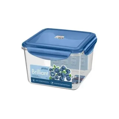 КОНТЕЙНЕР ДЛЯ ПРОДУКТОВ ГЕРМЕТИЧНЫЙ BRILLIANT КВАДРАТНЫЙ 1,7Л (Синий)