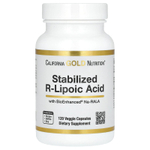 California Gold Nutrition, стабилизированная R-липоевая кислота с Na-RALA Bio-Enhanced® и биотином, 120 растительных капсул